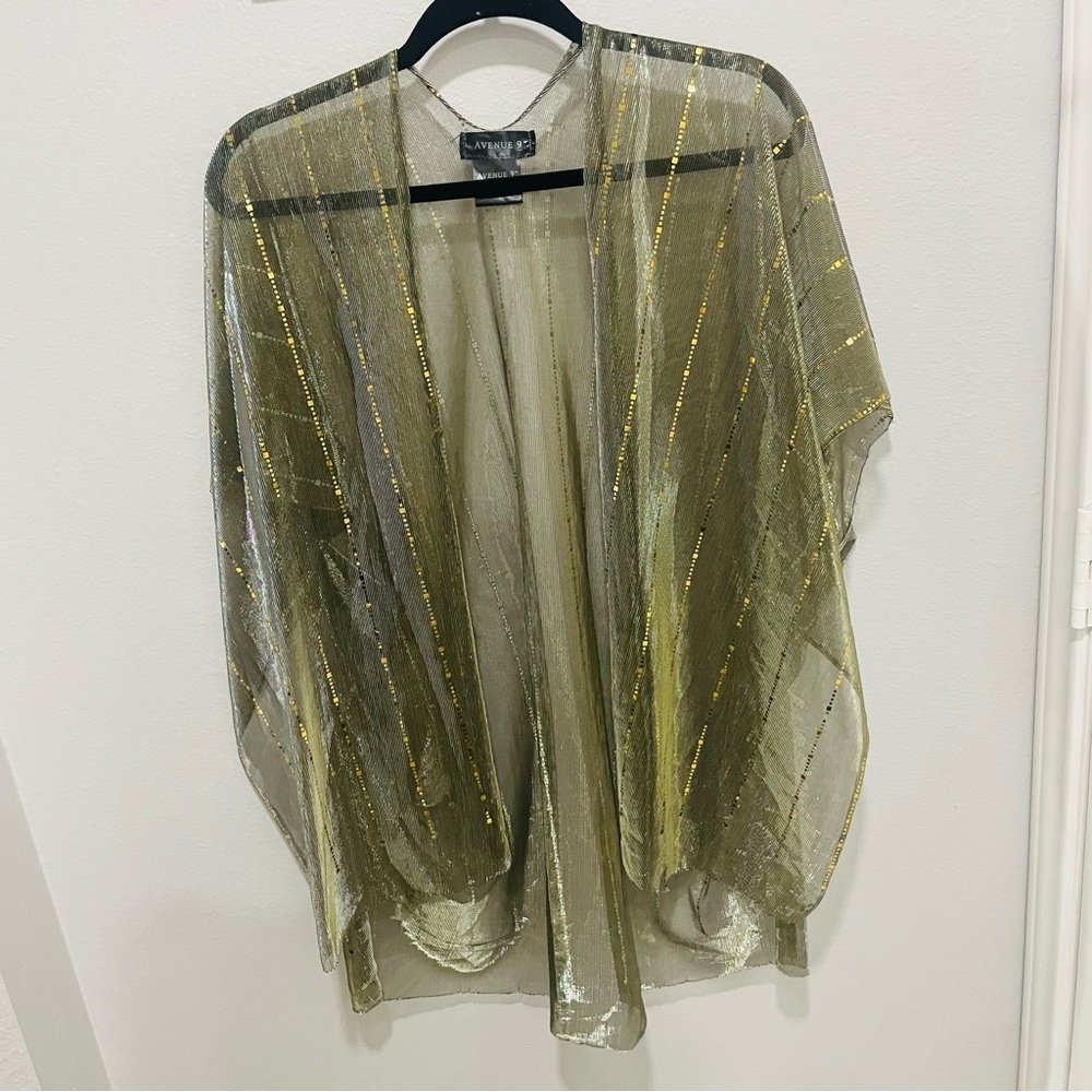 Avenue 9 Sheer Golden Bronze Metallic Kimono Cover Up Womens One Size